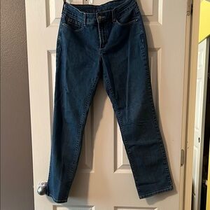 NYDJ Blue Straight Leg Jeans Classic Fit With Embellished Back Pockets